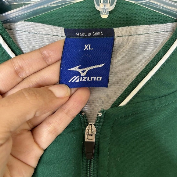 Mizuno Track Jacket Mens XL Green Running 1/4 Zip Lined Pockets Vented Back - Picture 9 of 16
